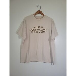 Post Malone Shirt Mens XL  Beige 2023 Tour Dates Austin Concert Tee T-Shirt